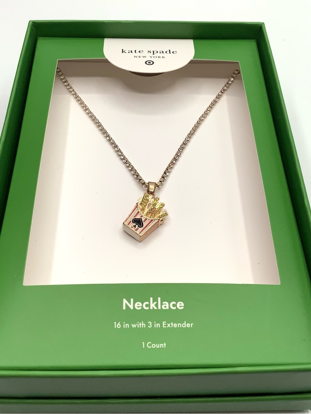 kate spade Gold & Pink French Fry Charm Necklace - NWT